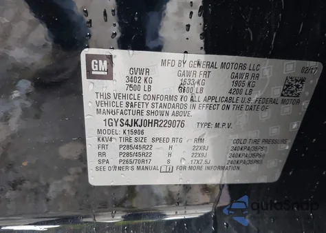 2017 Cadillac Escalade Esv Premium Luxury z USA, uszkodzony, nr VIN 1GYS4JKJ0HR229076